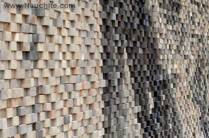 Дизайн интерьера из деревянных кубиков. Фото.